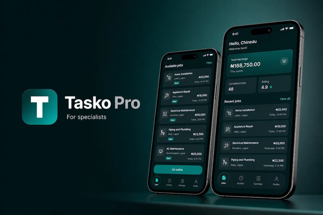 Tasko Pro specialist app on mobile